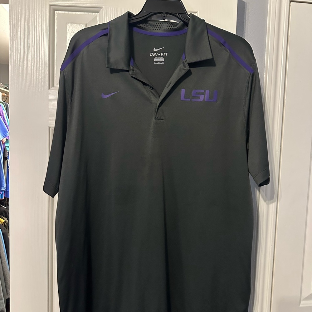 LSU Nike Dri-Fit Men's Dark Gray and Purple Polo